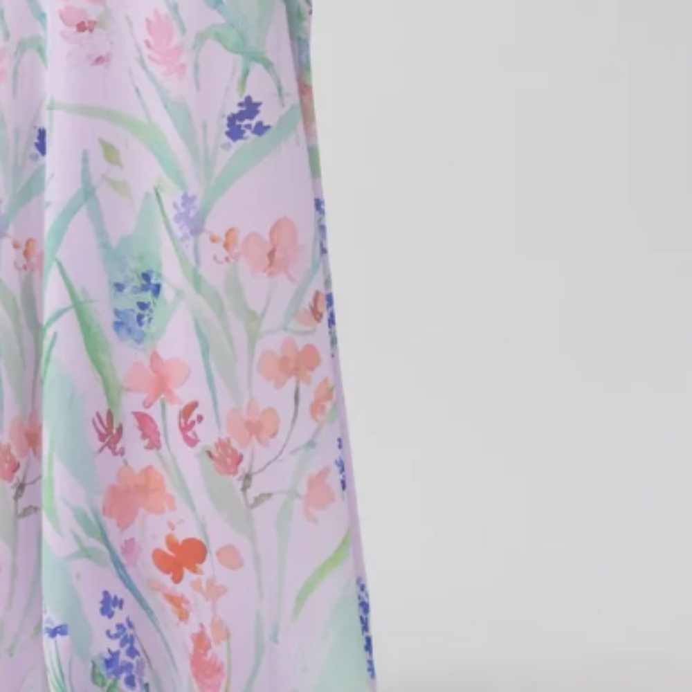 One-Shoulder Floral Midi Dress in Pastel Lavender